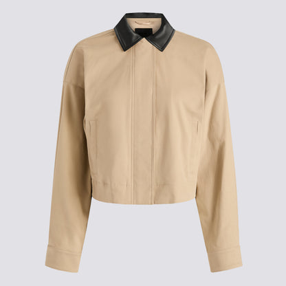 LTD RELEASE LEATHER COLLAR TRI-COTTON CROPPED JACKET - US 6850