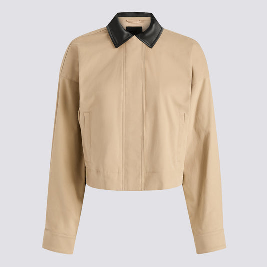 LTD RELEASE LEATHER COLLAR TRI-COTTON CROPPED JACKET - US 6850