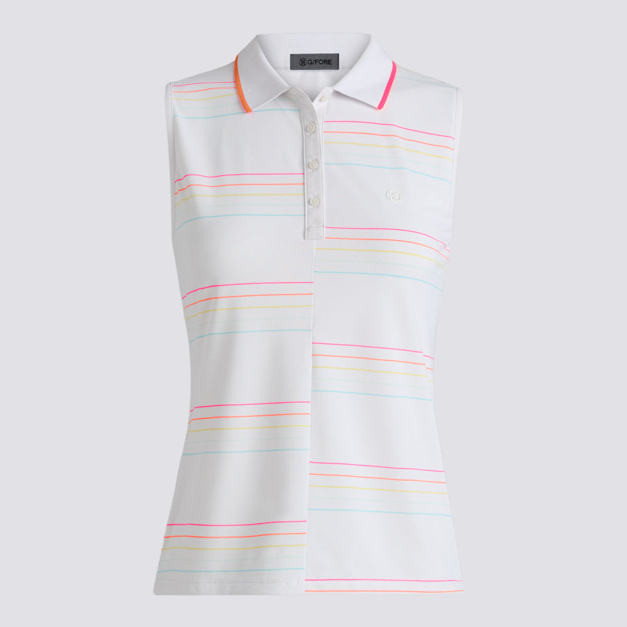 OFFSET STRIPE TECH PIQUÉ SLEEVELESS POLO - US 3856