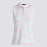 OFFSET STRIPE TECH PIQUÉ SLEEVELESS POLO - US 3856