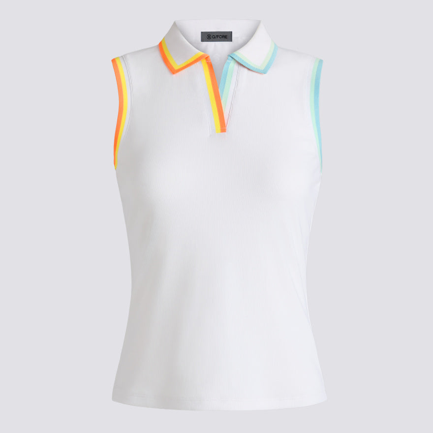 JOHNNY COLLAR RIBBED TECH SLEEVELESS POLO - US 9585
