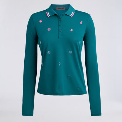 ICON EMBROIDERED TECH PIQUÉ LONG SLEEVE POLO - US 5886