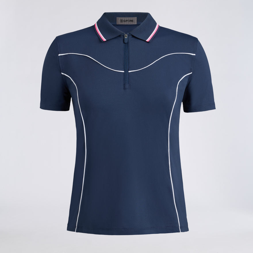 STRETCH NYLON INTERLOCK CONTOUR 1/4 ZIP POLO - US 6576