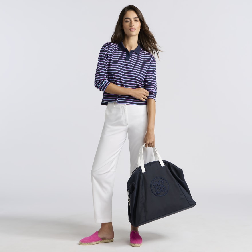 STRIPED IT TECH PIQUÉ RELAXED LONG SLEEVE POLO - US 8027