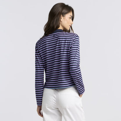 STRIPED IT TECH PIQUÉ RELAXED LONG SLEEVE POLO - US 8027