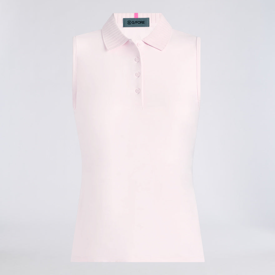 PLEATED COLLAR SILKY TECH NYLON SLEEVELESS POLO - US 2008