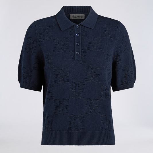 POINTELLE G COTTON SILK CASHMERE SWEATER POLO - US 6115
