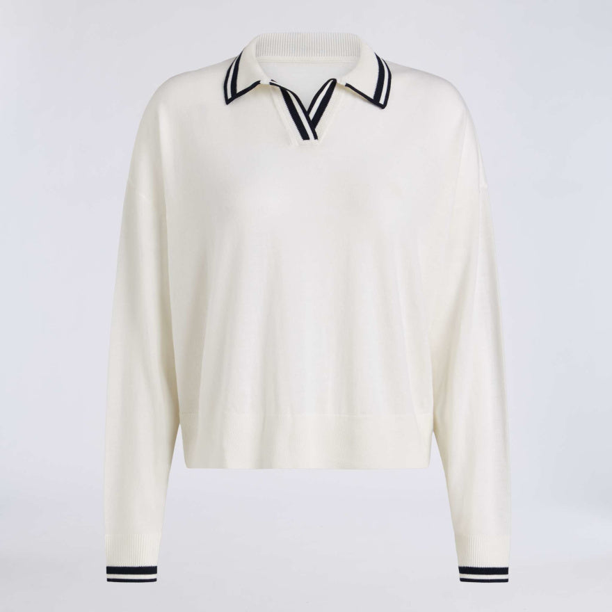 JOHNNY COLLAR FINE WOOL SWEATER POLO - US 6827