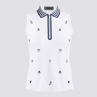 ICON EMBROIDERED 1/4 ZIP SLEEVELESS POLO - US 6560