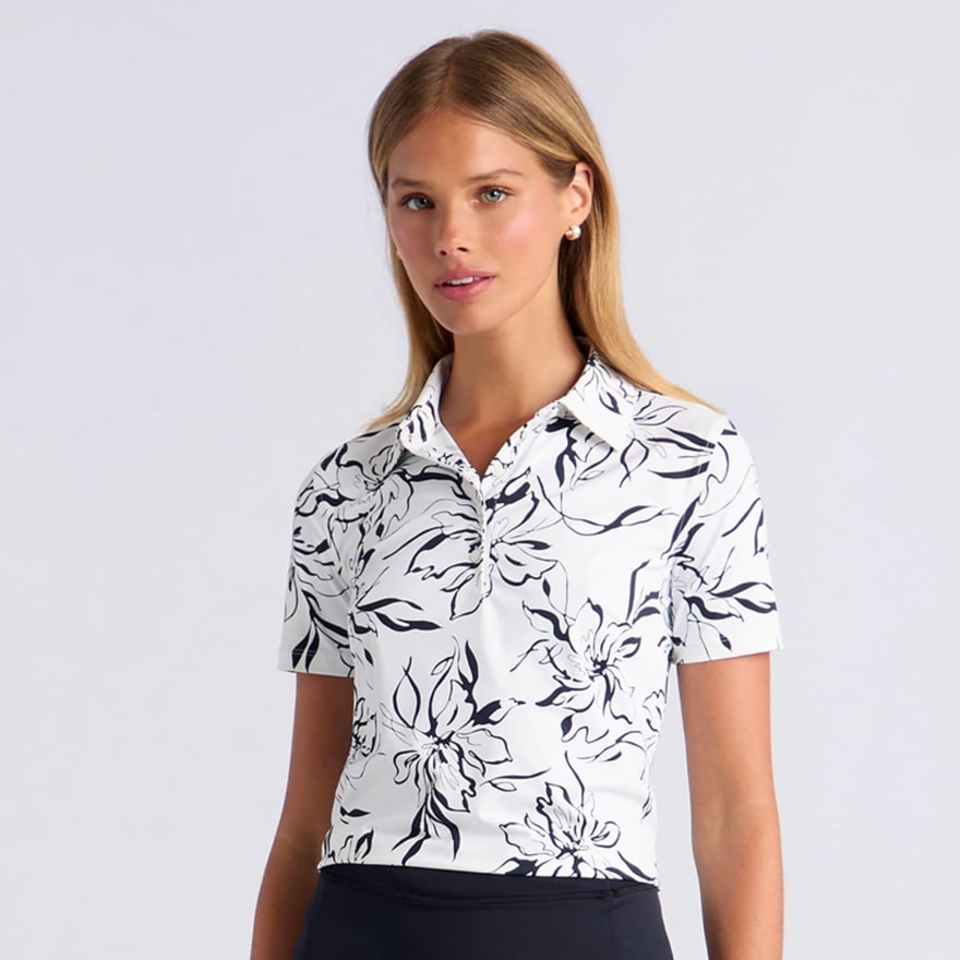 BIG FLORAL SILKY TECH NYLON POLO - US 2731