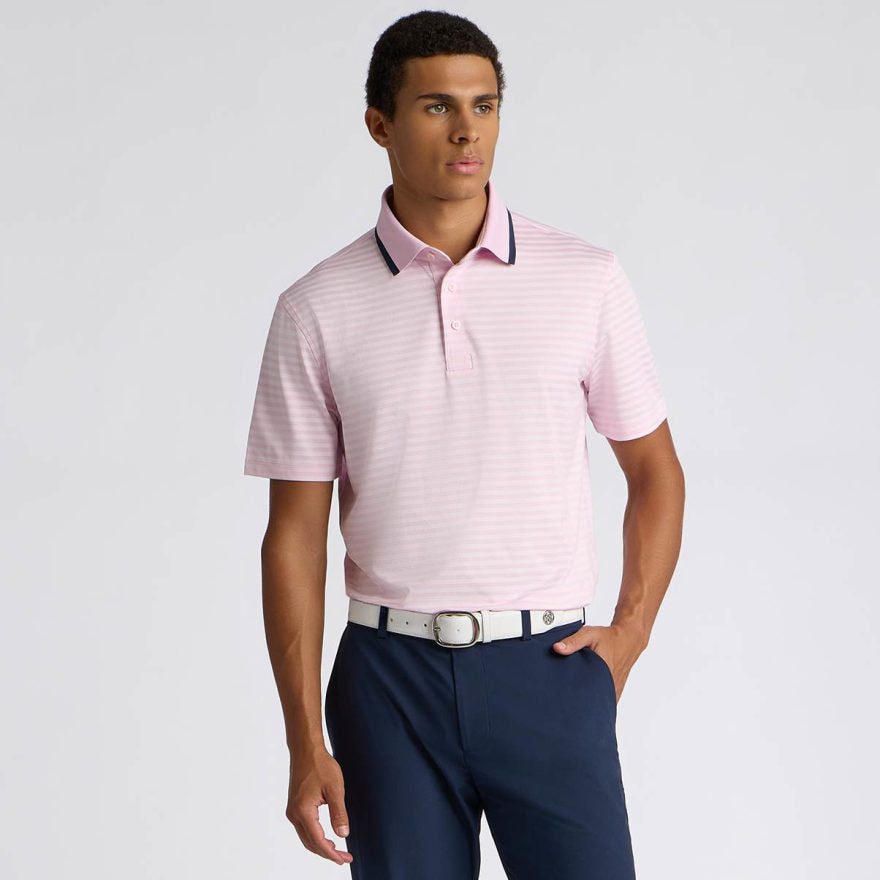 PERFORATED STRIPE JERSEY POLO - US 8912